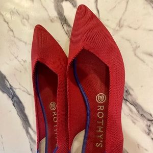Rothy’s “The Point” Chili Red Flats, euc 8.5